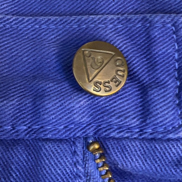 Vintage 80s Georges Marciano for Guess High Rise Denim Mini Skirt Blue Purple 28 - Picture 10 of 12